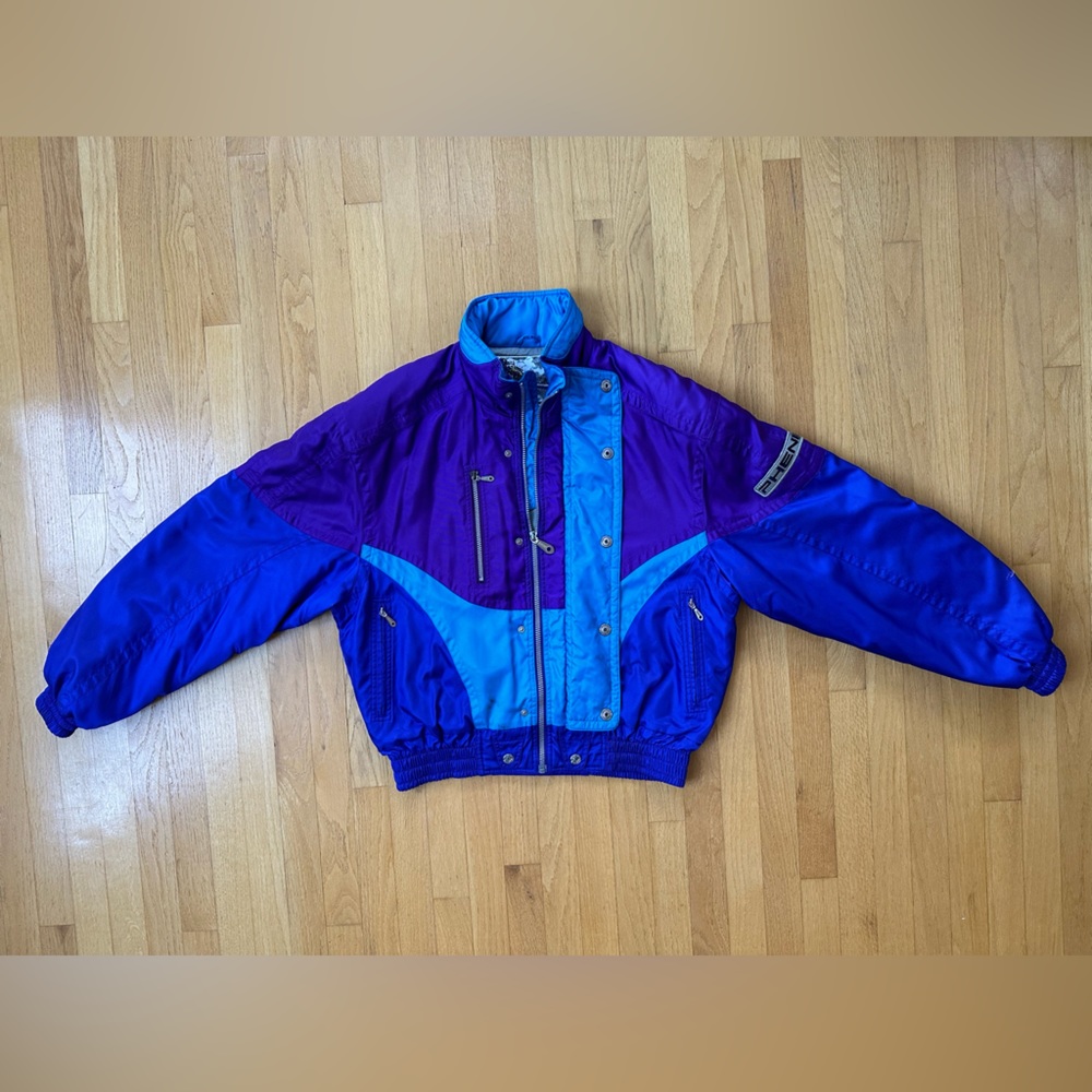 VINTAGE (90s) PHENIX SPORTS SKI JACKET BLUE &PURPLE SIZE MEDIUM